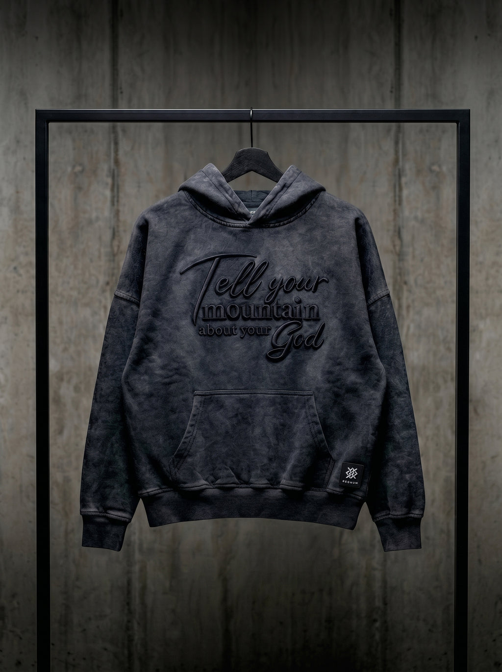 Hoodie Premium Acid Wash  –Tell your mountain about your God| REGNUM
