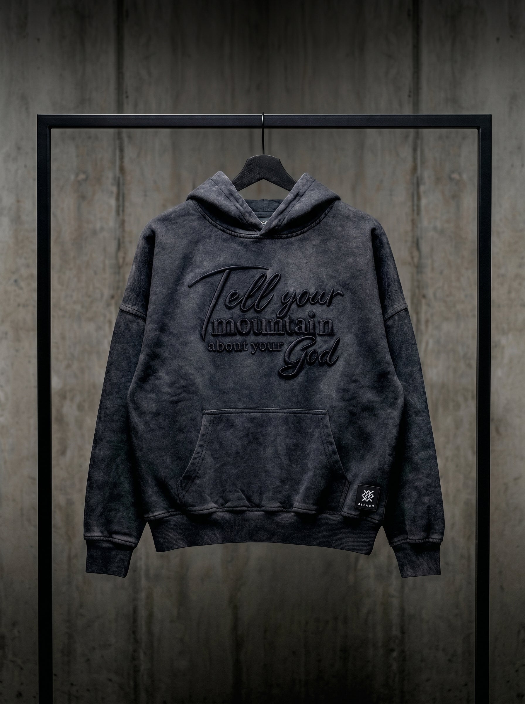 Hoodie Premium Acid Wash  –Tell your mountain about your God| REGNUM